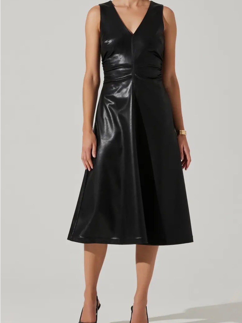 Astr Omaira Faux Leather MIDI Dress